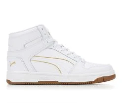 Men's Puma Rebound Layup Lux Sneakers White/Gold/Gum