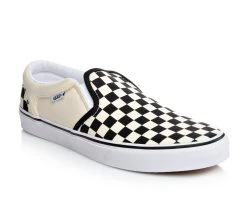Men's Vans Asher Slip-On Skate Shoes Blk/Crm Checker -Skechers Sales Store 2 167