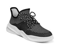 Men's Stacy Adams Vortex Knit Plain Toe Slip-On Sneakers Black -Skechers Sales Store 2 418