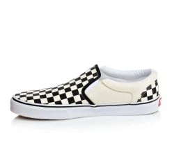 Men's Vans Asher Slip-On Skate Shoes Blk/Crm Checker -Skechers Sales Store 3 167